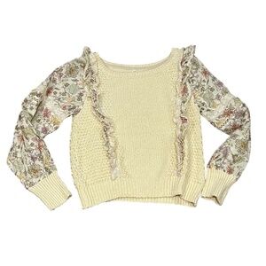 By Anthropologie Vintage inspired ruffle sweater pullover top women's size M